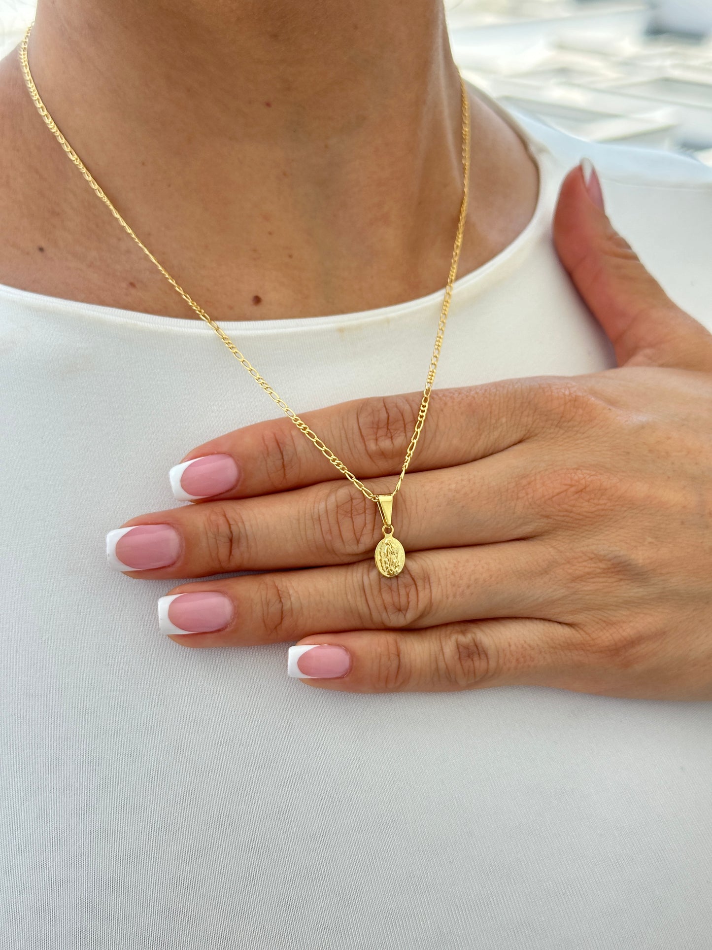 Cadena 3x1 + Dije Virgen + topos