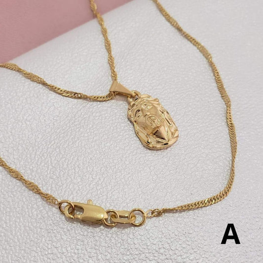 Cadena Singapur 65cm + Pulsera y Dije Rostro