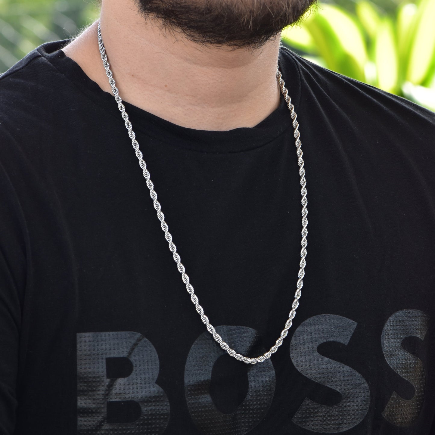 Cadena Lazo Oro Blanco Hombre