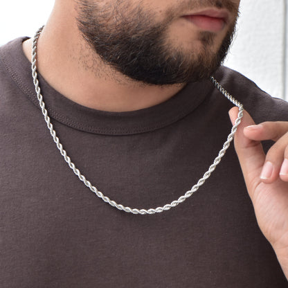 Cadena Lazo Oro Blanco Hombre