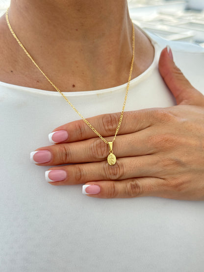 Cadena 3x1 + Dije Virgen + topos