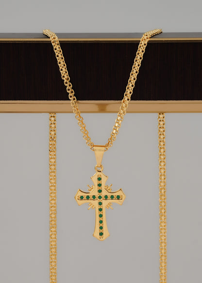 Cadena China 65cms+ Colgante Cruz Sagrada Circonia Cristal