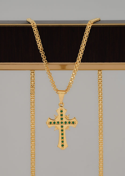Cadena China 65cms+ Colgante Cruz Sagrada Circonia Cristal